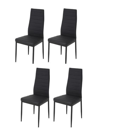 Lot de 4 chaises  Simili noir  L 42 x P 49 x H 97 cm  JIM