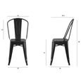 Lot de 4 chaises en métal noir - L 44 x P 45 x H 85 cm - DARA-3