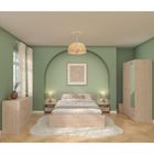 Chambre complète adulte VARIA - Lit 140x190/200 + 2 chevets + 1 commode + 1 armoire avec miroir - Décor Chêne - PARISOT