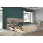 PARISOT Lit adulte ESCALE 160x200 cm - Décor chêne du Japon - 2 tiroirs + Tête de lit - L222,8 x H98,2 x P216,8 cm - Fabriqué en France