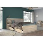 ESCALE Lit adulte 140x190 / 200 cm - Tête de lit + 2 tiroirs - Décor chêne du Japon - PARISOT