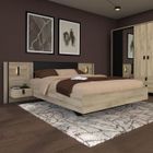 Lit double adulte avec 2 chevets - KIERAN - 140 x 190/200 cm - Chêne/Noir - PARISOT