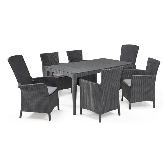 ALLIBERT JARDIN Table GIRONA 160x90cm + 4 fauteuils MONTANA Résine