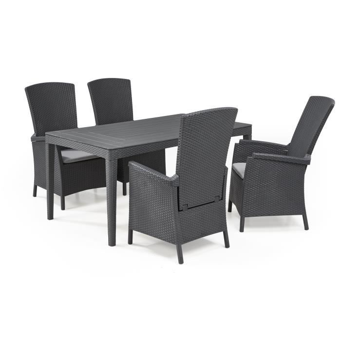 ALLIBERT JARDIN Table GIRONA 160x90cm + 4 fauteuils MONTANA Résine - vue 2