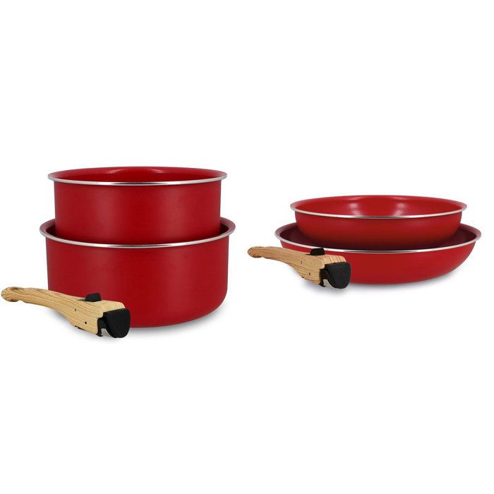 Batterie de cuisine MENASTYL Colorama Aluminium 2 poêles + 1 poigné Coloris - vue 3