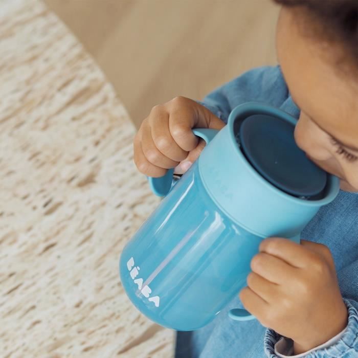Tasse bec souple anti-fuites incassable bleu 6 mois + -bambini