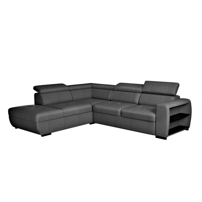 Arnold Canape D Angle Convertible Reversible Coffre Tissu Anthracite L 273 X P 228 X H 76 91 Cm Achat Vente Canape Sofa Divan Cdiscount