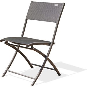 FAUTEUIL JARDIN  Chaise de jardin pliante - DCB GARDEN - C43 - Aluminium - Textilène - Gris anthracite