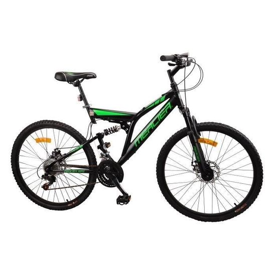 MERCIER Vélo VTT tout suspendu 26" - freins disque- 21 vitesses Shimano  Homme - Noir et vert