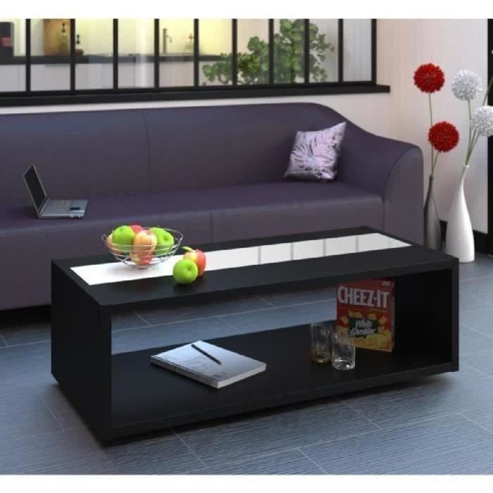 dany table basse contemporain noir et blanc brillant 116 cm cdiscount maison