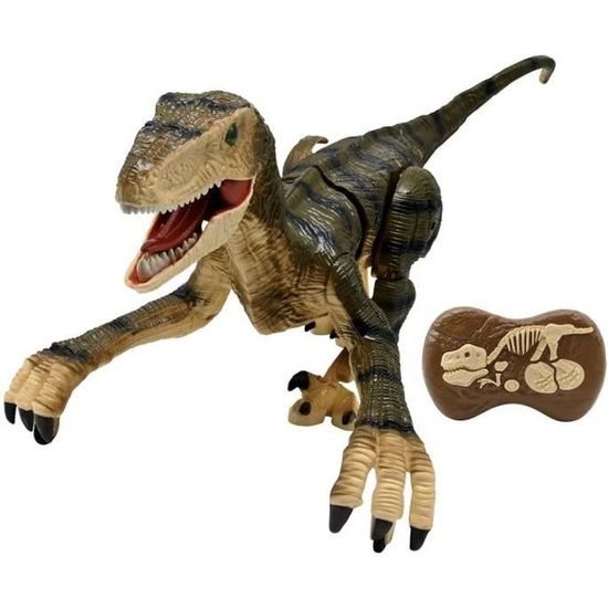 Dinosaure de simulation télécommandé - LEXIBOOK - Velociraptor 45 cm - Mouvements articulés - Effets lumineux - Sons de rugissement
