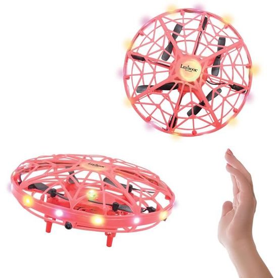 Mini drone volant à induction LEXIBOOK - Contrôle gestuel - Maintien d'altitude - Effets lumineux - Rouge/Noir