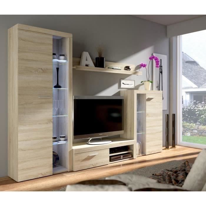 Meuble TV - Contemporain - Décor chêne sonoma - L 120 cm - RUMBA