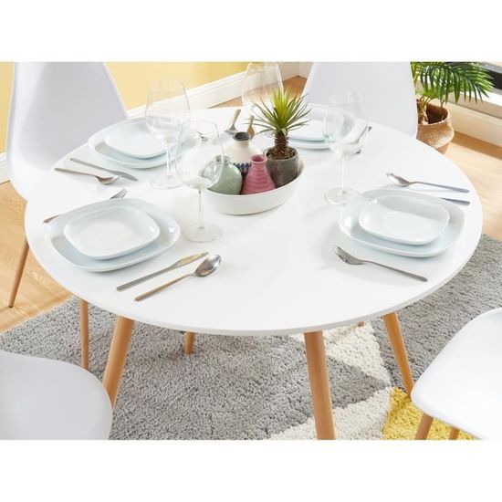 Malmo Ensemble Table A Manger Ronde O 100 Cm 4 Chaises Style