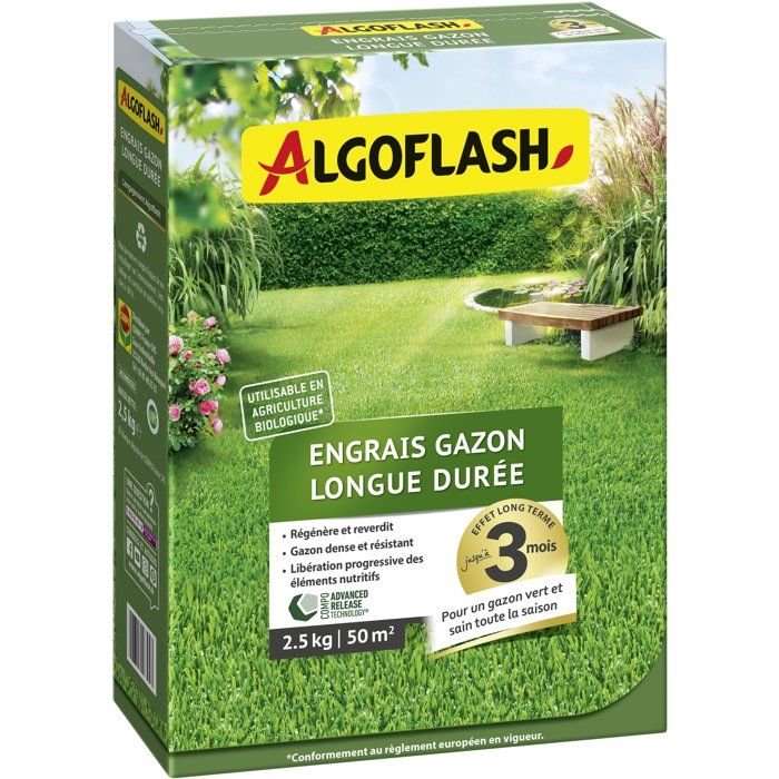 Engrais gazon - ALGOFLASH - Longue durée - 25 kg