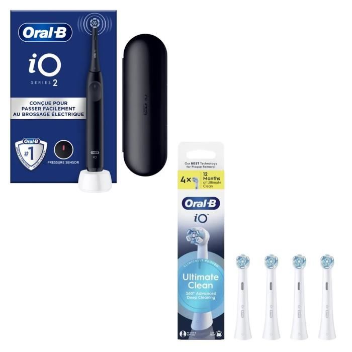 Brosse à Dent électrique IO2 Series Night Black Travel Case ORAL-B IO Refills X4 Ultimate Clean Blanc - Electroménager