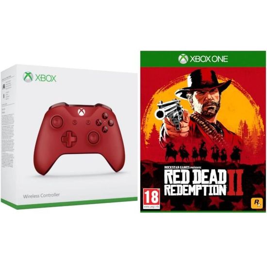 Manette Xbox One sans fil Rouge + Red Dead Redemption 2