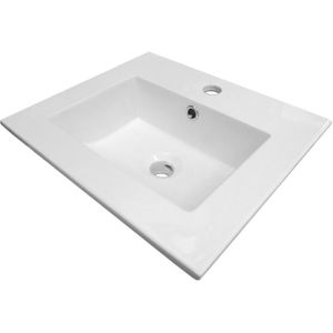 PLAN VASQUE ONDEE - Plan vasque à encastrer KIO - Blanc - 45x40cm - Céramique - Avec trop plein