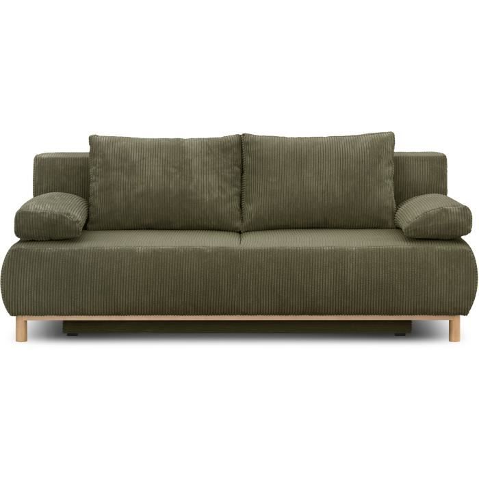 Banquette convertible 3 places MIKA Velours côtelé Coffre de rangement 192 x H 84 x P 93 cm - vue 4