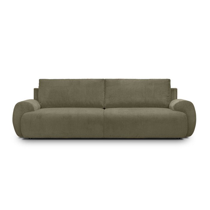 Canapé convertible 3 places MILO Tissu velours côtelé Coffre de rangement 254 x 99 x 84 cm - vue 3