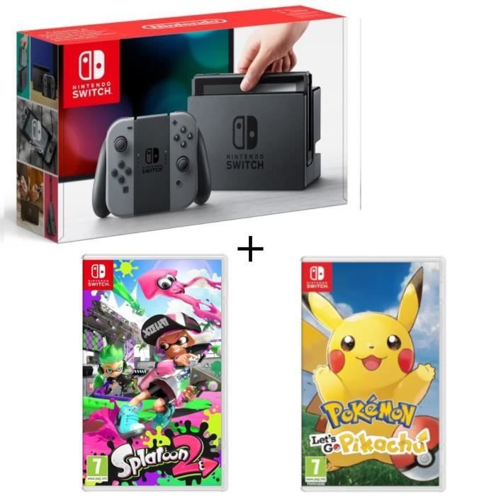 Pack Nintendo Switch Grise Splatoon 2 Pokémon Lets Go