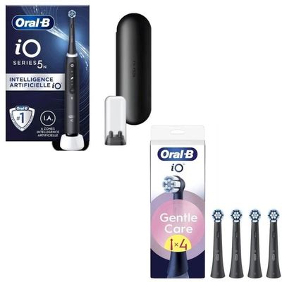 Brosses  dents Electrique ORAL-B iO5n Matt Black + travel case + ORAL-B iO  refills x4 Gentle Care Noir - Cdiscount Electromnager