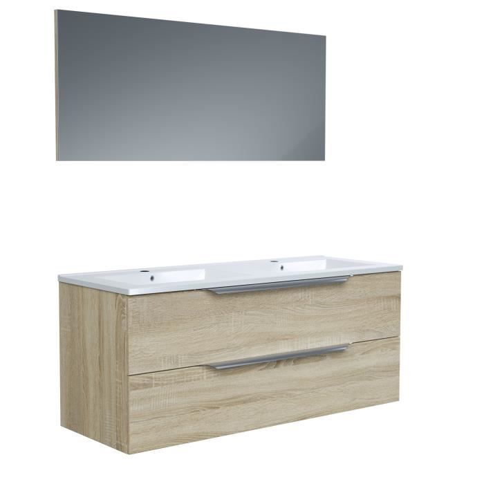 Ensemble Meuble Salle De Bain L 120 Vasque 2 Tiroirs Miroir Decor Bois Zoom Cdiscount Maison