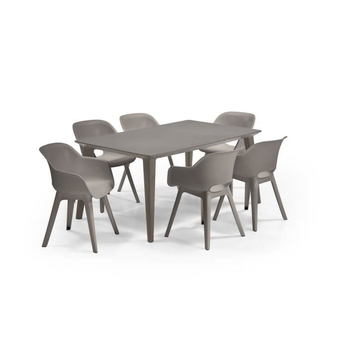 Table de jardin rectangulaire 160cm cappuccino en résine 6 personnes Lima Allibert by KETER - vue 7