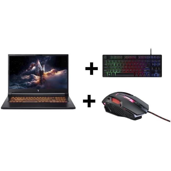 PC Portable Gamer ACER Nitro V 17 AI ANV17-61-R0QC-Sans Windows-173 FHD IPS 144Hz-RTX4050-Ryzen AI 5 340-16Go+Clavier&Souris Gamer