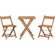 Set bistrot en bois d'acacia FSC - Composé d'une table carrée et de 2 chaises pliables-0