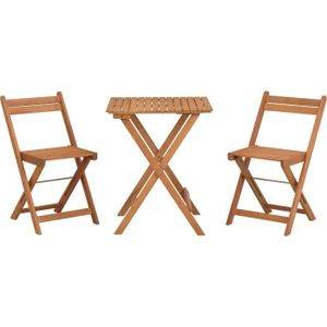 Set Bistrot en Bois d'Acacia FSC : Une Table Carrée et 2 Chaises Pliables