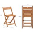 Set bistrot en bois d'acacia FSC - Composé d'une table carrée et de 2 chaises pliables-2