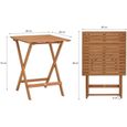 Set bistrot en bois d'acacia FSC - Composé d'une table carrée et de 2 chaises pliables-3