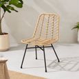 Lot de 2 chaises de jardin - Imitation rotin naturel - Structure acier - L63,5 x H 86 x P 48 cm-1