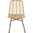 Lot de 2 chaises de jardin - Imitation rotin naturel - Structure acier - L63,5 x H 86 x P 48 cm-2