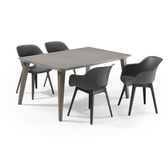 Table de jardin rectangulaire 160cm cappuccino en résine 6 personnes Lima Allibert by KETER - vue 2