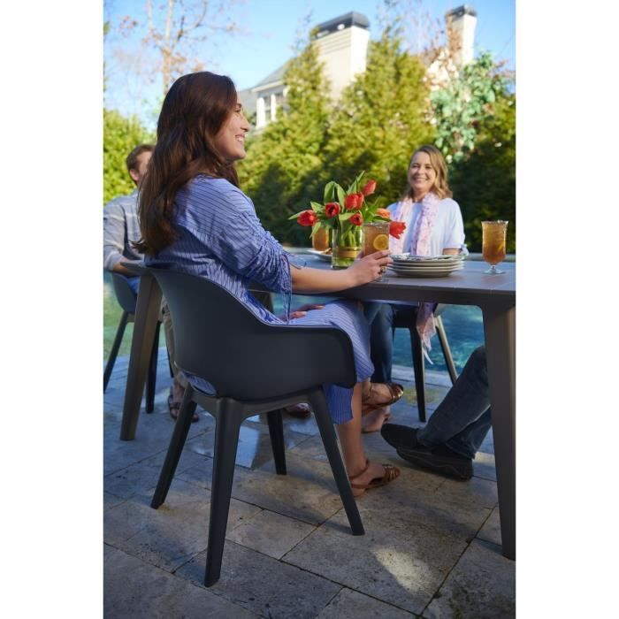 Table Allibert Lyon Polyrotin - Table Jardin/Salon Pliable Graphite 116x71,5x66,5cm