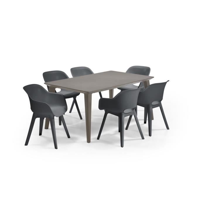 Table de jardin rectangulaire 160cm cappuccino en résine 6 personnes Lima Allibert by KETER - vue 5