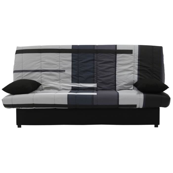 Mila Banquette Clic Clac 3 Places Motif Urban Gris Slyle Contemporain L 190 X P92 Cm
