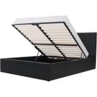 BRAND MARTIN Lit adulte - 140 x 190 cm + coffre de rangement - Simili noir - Sommier inclus