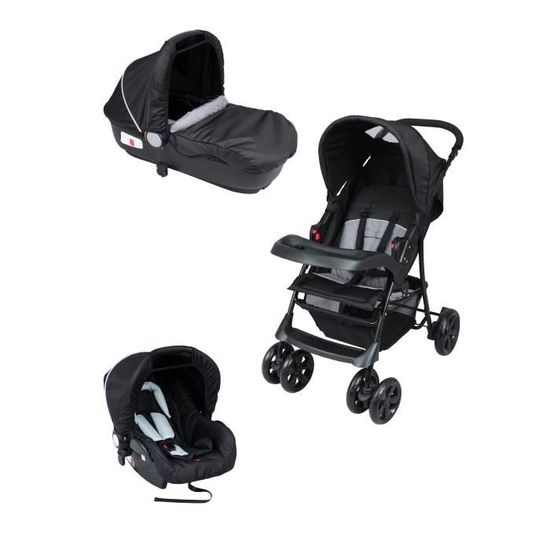BAMBIKID Poussette Combinee Trio reversible bibop Noir et Gris Cdiscount Puericulture Eveil bebe