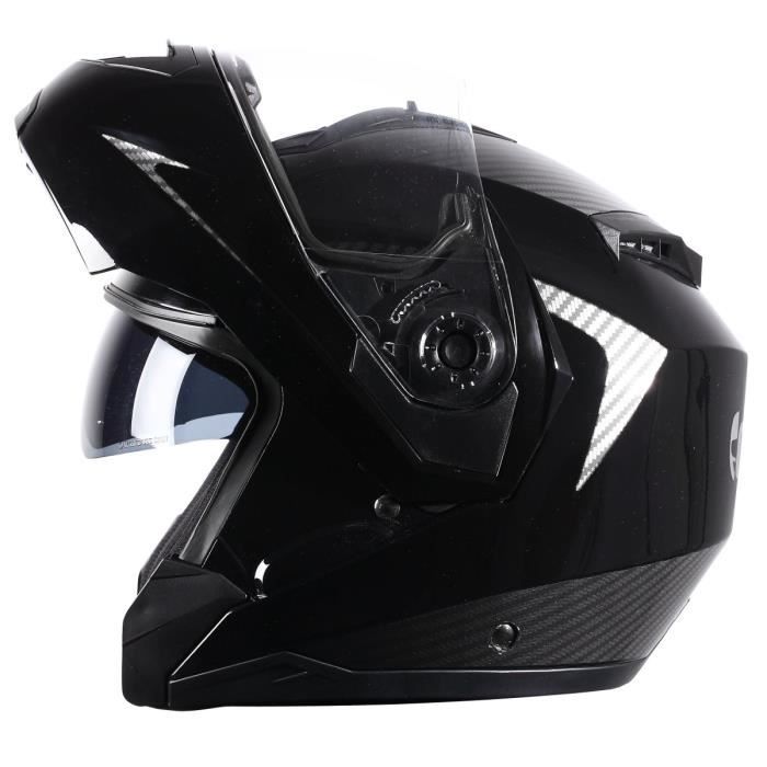 Casque Modulable EOLE Style Matt Noir - Homologué ECE R22.05 - Boucle Micrométrique - Visière Solaire + Transparente