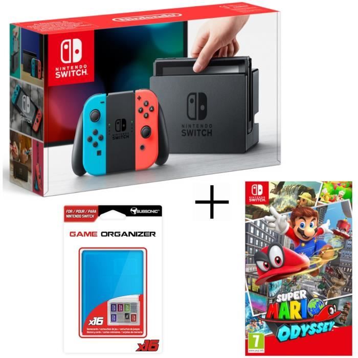 Console Nintendo Switch avec paire de JoyCon néon + Super Mario
