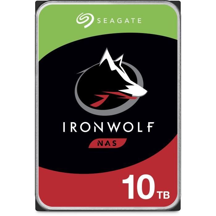 Seagate IronWolf ST10000VN0004 Disque dur 10 To interne 3.5 SATA 6Gb/ 7200 toursmin mémoire tampon : 256 Mo