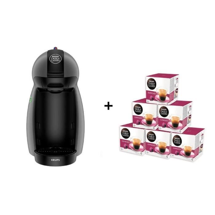 KRUPS NESCAFE DOLCE GUSTO Piccolo YY2283FD Gris + 6 boîtes Espresso