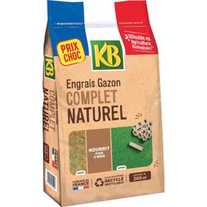 ENGRAIS KB Engrais Gazon Complet 6kg - Nourrit pendant 3 mois - Pelouse plus verte et plus dense - 6 KG = 200m²