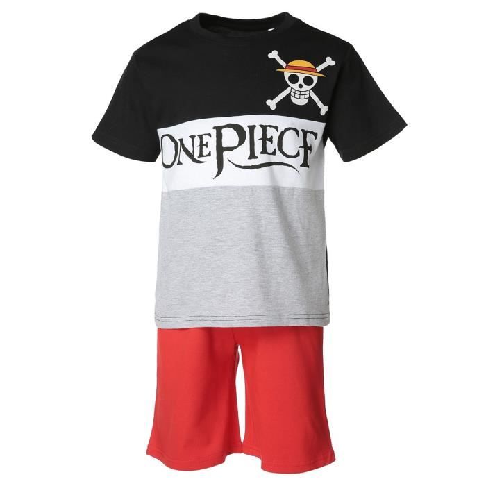 ONE PIECE Pyjashort Noir/Blanc/Gris chiné/Rouge Enfant Gris - Cdiscount  Prêt-à-Porter