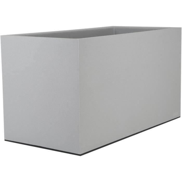 Bac à fleurs rectangulaire RIVIERA GRANIT - Plastique - 80x40 cm - Stone