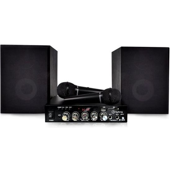 Pack Karaoké My 1ST Karaoke MyDJ - 2 Enceintes + 1 Ampli 2x50W + 2 Micros, Connexion Bluetooth Et USB