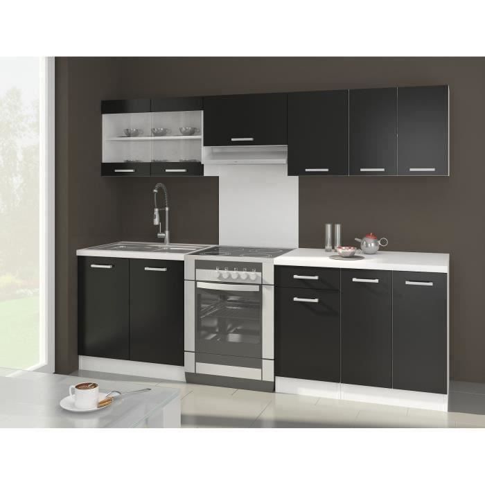 Ultra Cuisine Complete Avec Plan De Travail L 2m40 Noir Mat